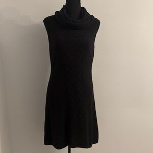 Elegant Black Alpaca Wool Sleeveless Dress